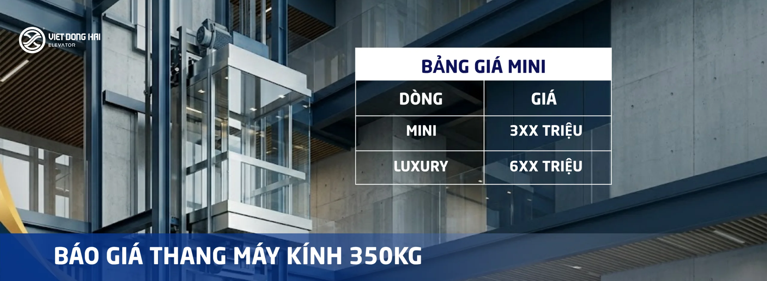 Báo giá thang máy kính 350kg