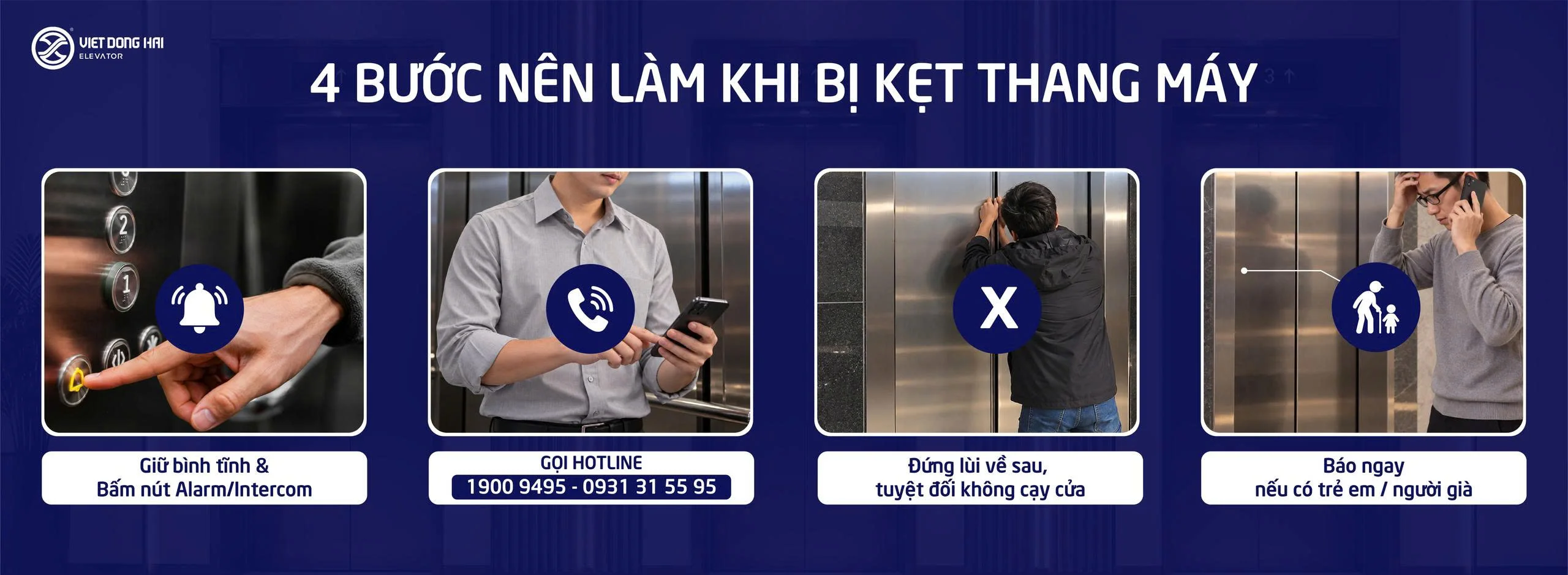 4 BƯỚC NÊN LÀM KHI BỊ KẸT THANG MÁY