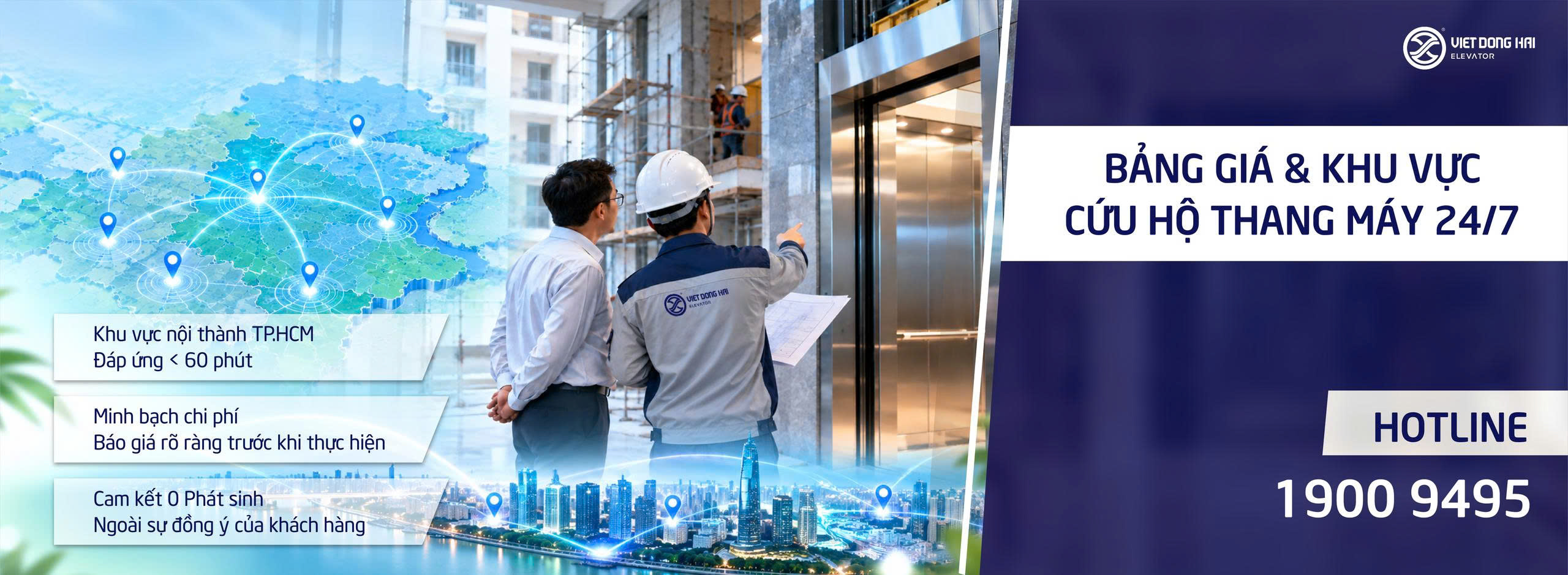 BẢNG GIÁ VÀ KHU VỰC CỨU HỘ THANG MÁY 24H