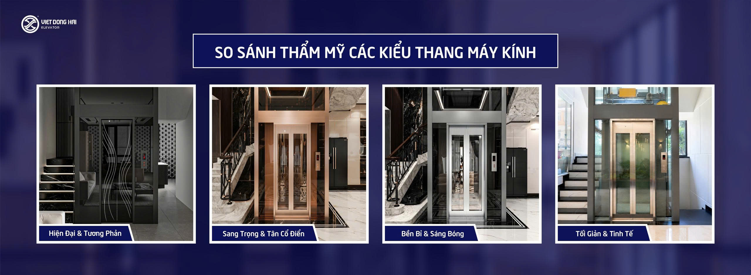 CÁC KIỂU THANG MÁY KÍNH VÀ MÀU KHUNG