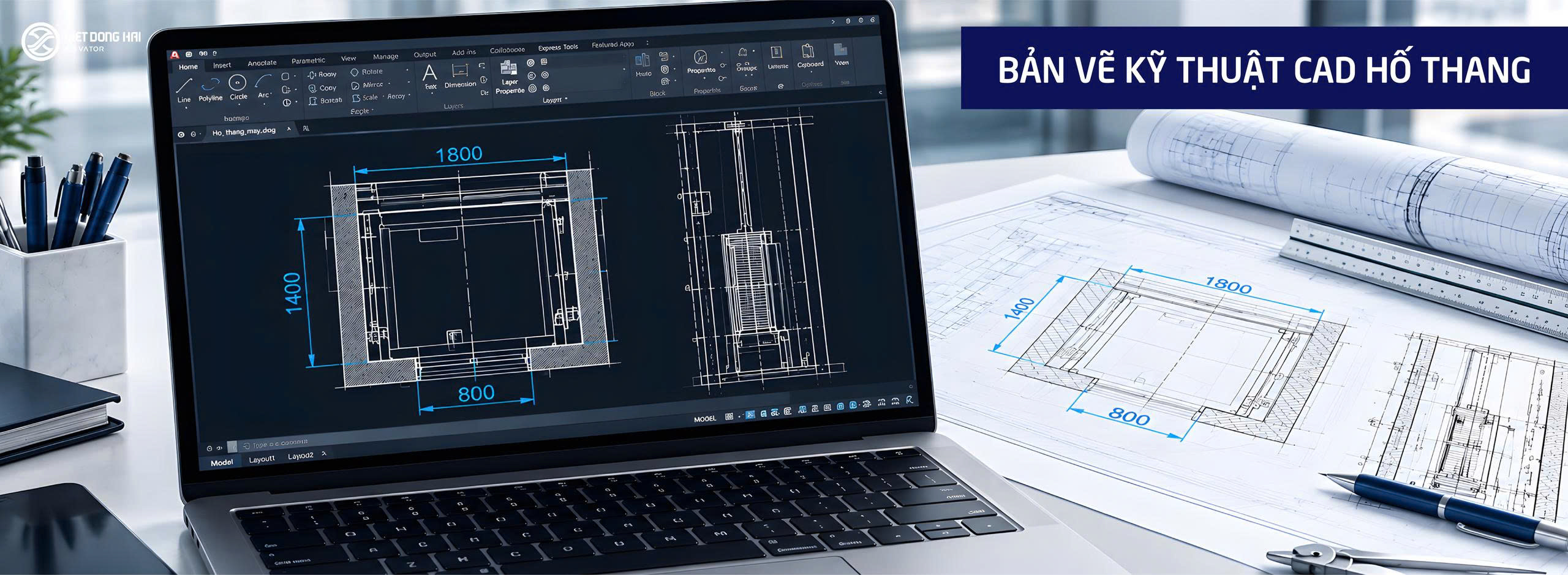 Đọc bản vẽ kỹ thuật CAD hố thang