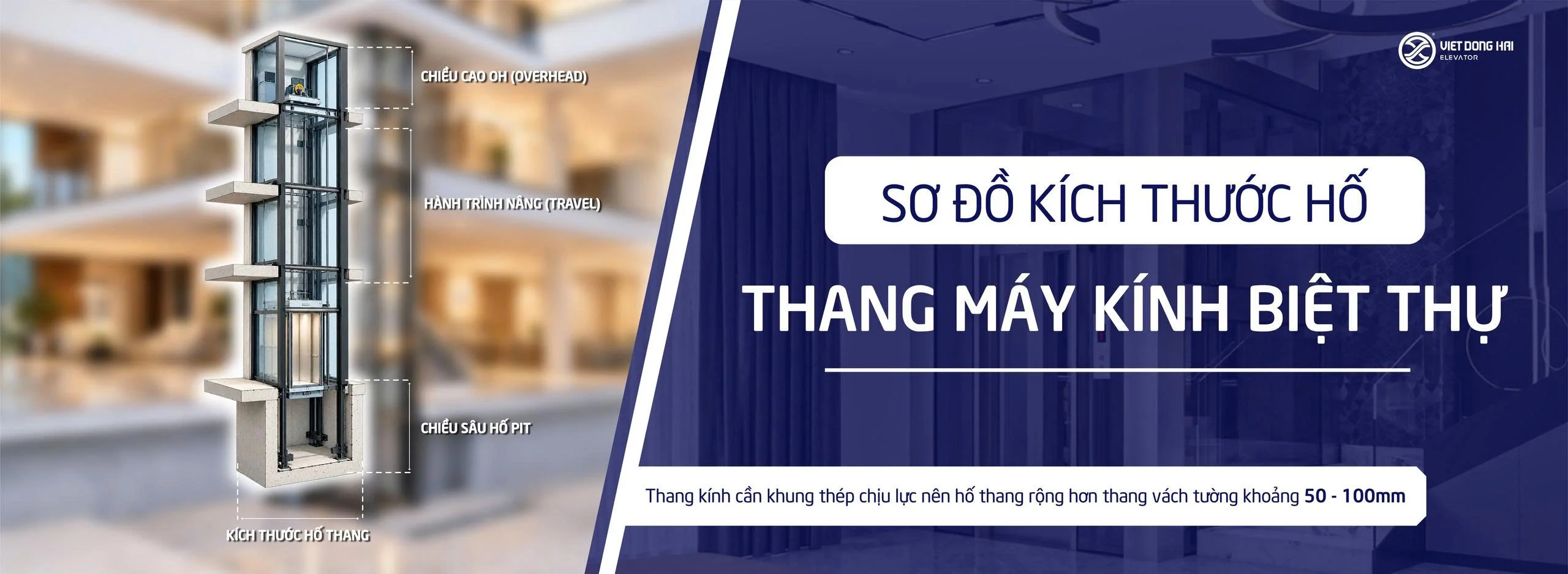SƠ ĐỒ KÍCH THƯỚC HỐ THANG MÁY KÍNH BIỆT THỰ